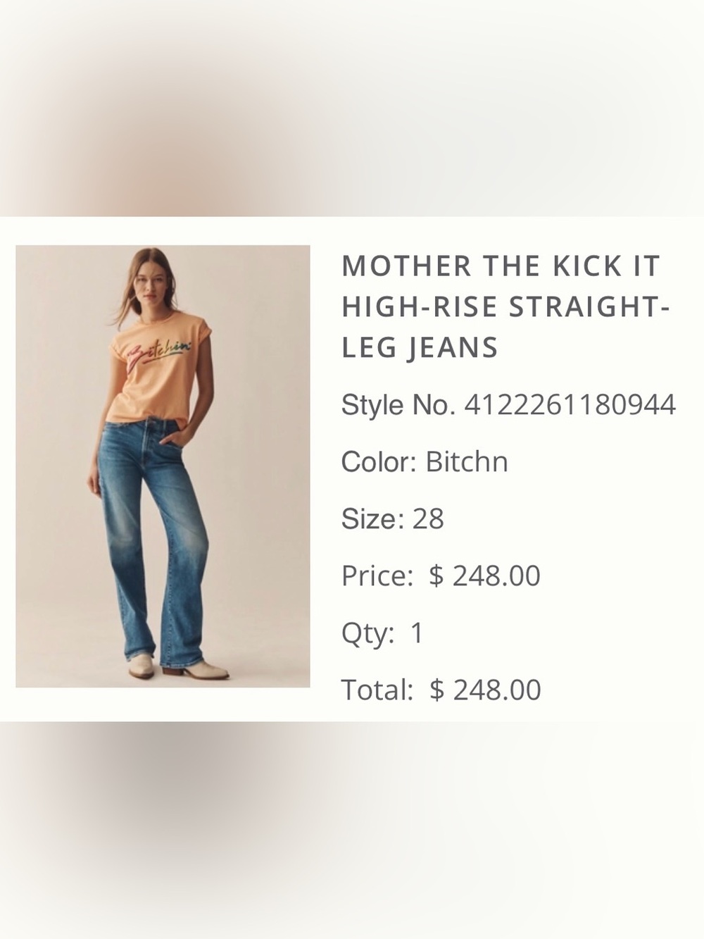 MOTHER High-Rise Straight Leg Jeans — Medium Blue Wash